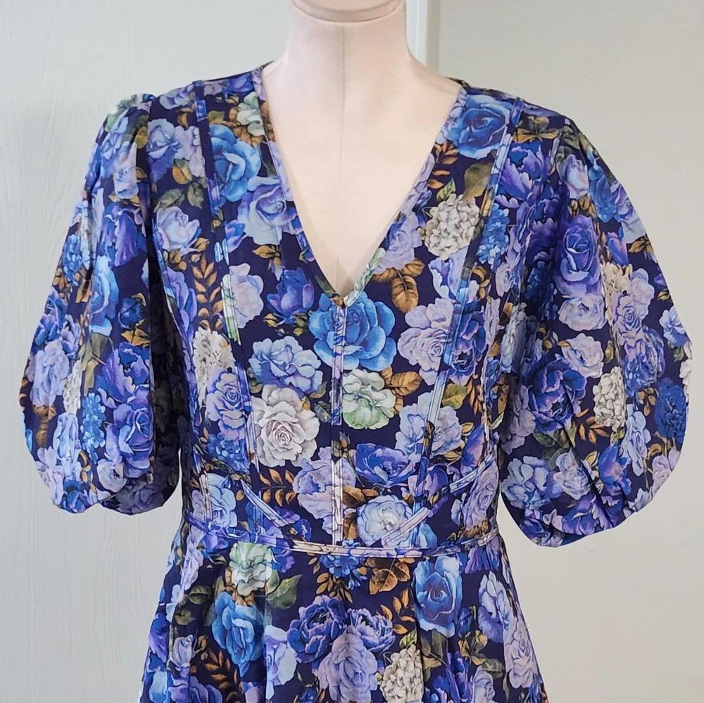 New!Rachel Parcell V-Neck Puff Sleeve Mini Dress - Picture 4 of 14